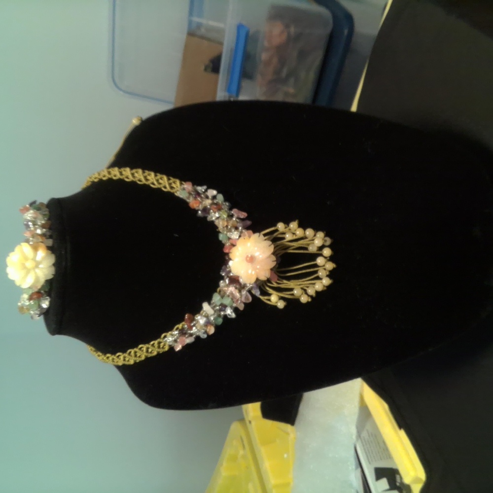 Handcrafted Macrame Floral Beaded Necklace